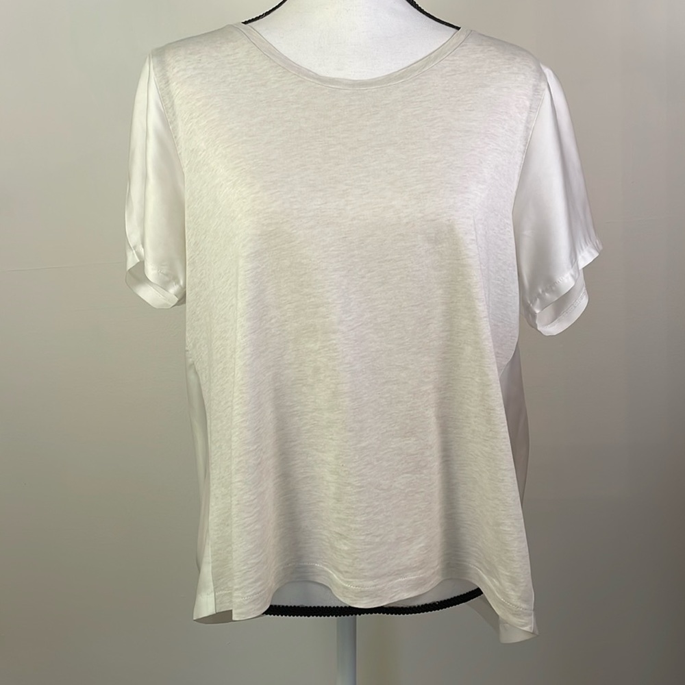 J. Crew | Pleated Back Asymmetric Hem Short Sleeve Tee